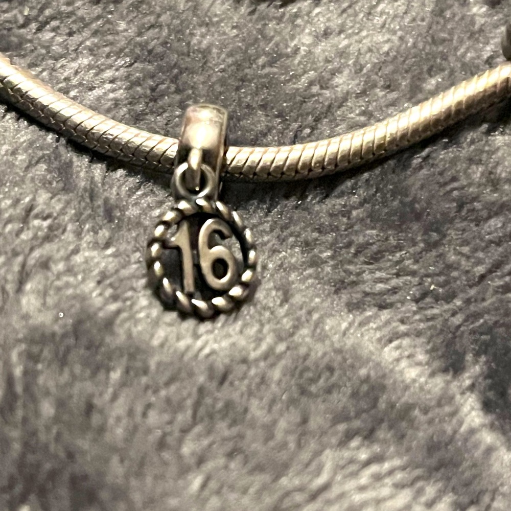 Authentic PANDORA SIXTEENTH BIRTHDAY STERLING SILVER DANGLE CHARM